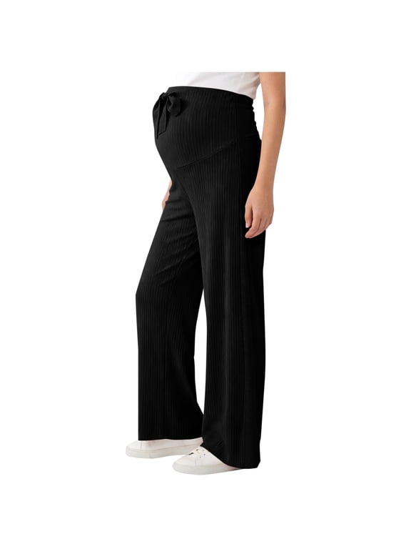 Women's Plus Size Maternity Pants Casual Loose Wide Leg Pant Over The Belly Stretchy Pregnancy Trousers with Pockets