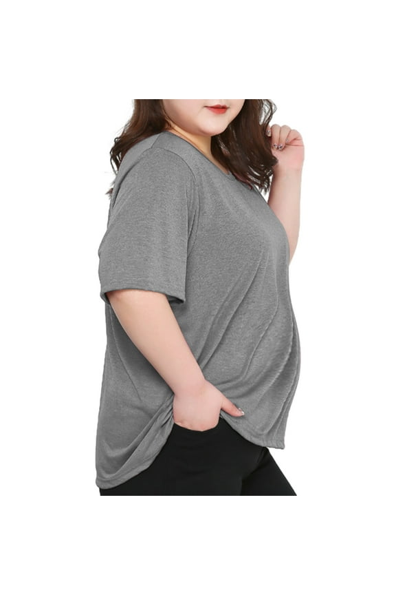 Women's Plus Size Maternity Shirts Crewneck Loose T Shirt Short Sleeve Soft Stretchy Tops Workout Pregnancy Clothes
