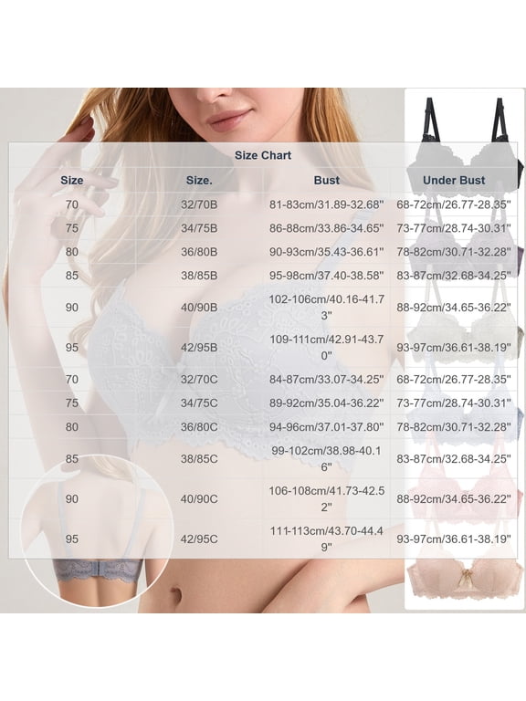 Women's Push Up Lace Bra Bowknot Trim Underwire Unlined Bra Full Coverage Plus Size Lace Bralette