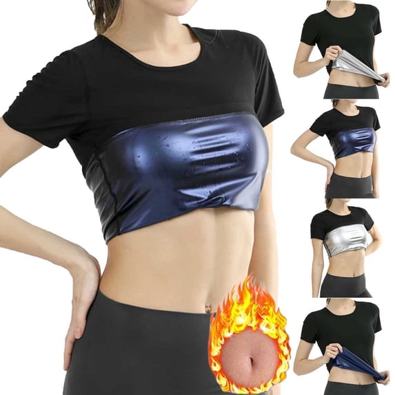 YUANxueke Women's Sauna Sweat Shirt Weight Loss Shapewear Top Athletic Exercise Short Sleeve Shirt Heat Trapping Sauna Tee