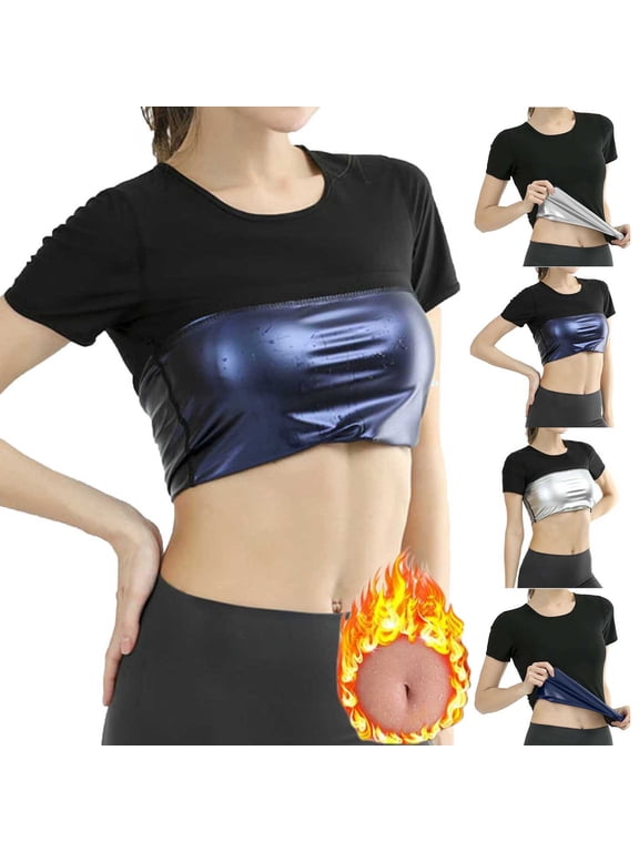 Women's Sauna Sweat Shirt Weight Loss Shapewear Top Athletic Exercise Short Sleeve Shirt Heat Trapping Sauna Tee