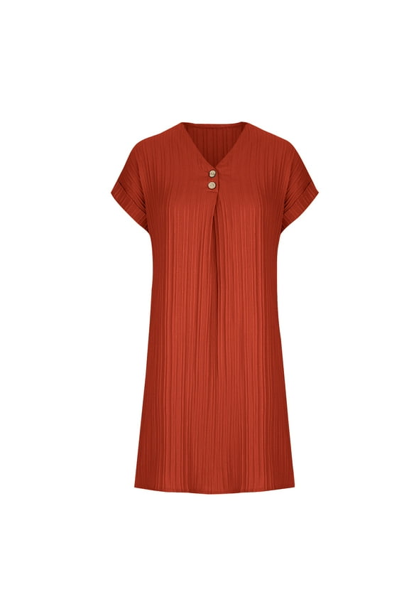 Women's Summer Dresses Casual Short Sleeve V Neck Elegant Dresses Loose Business Work Clothes