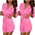 thumbnail image 1 of YUANxueke Womens 2-Packs 3/4 Sleeve Robe Lace Trim Kimono V Neck Mini Nightgown Trendy Soft Lightweight Bathrobes, 1 of 6