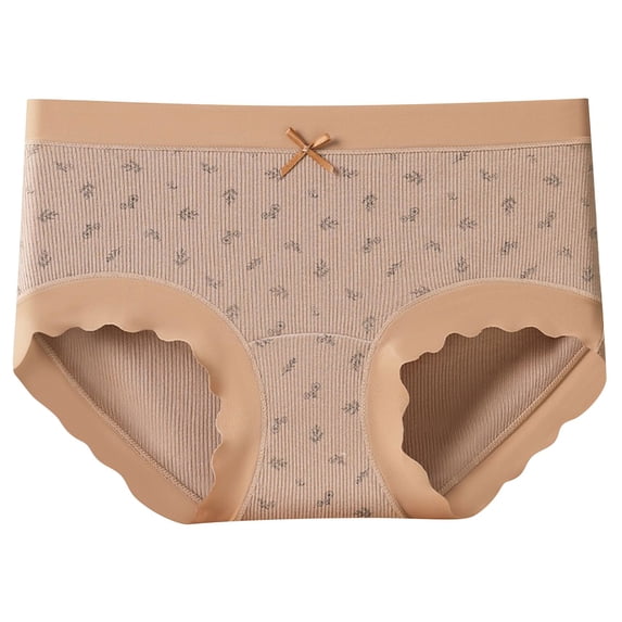 YUANxueke Womens Cotton Briefs Seamless Bowknot Trim Printed Underwear Casual Soft Comfortable Panties