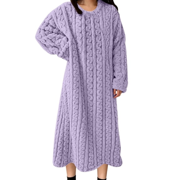 YUANxueke Womens Flannel Nightgown Fleece Cozy Plush Long Sleeve Nightdress Winter Warm Lounge Dress