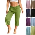 thumbnail image 1 of YUANxueke Womens Modal Capris Soft Cozy Pajama Bottoms Pants Elastic Wasit Ruffle Trim Casual Sleep Pants, 1 of 4