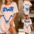 thumbnail image 1 of YUANxueke Womens Short Sleeve Sleep Dress Bikini Printed Loose Fit Crewneck T-Shirt Summer Casual Beach Cover Up, 1 of 4