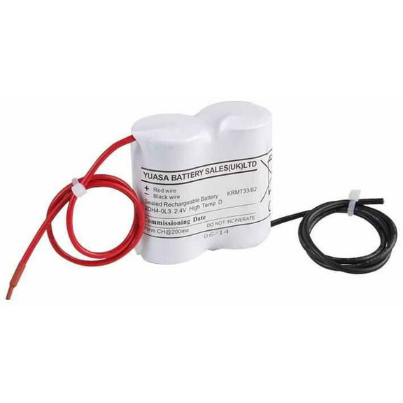 YUASA 2.4V 4Ah Ni-Cd Emergency Lighting 2x D Battery Pack - Flying Leads