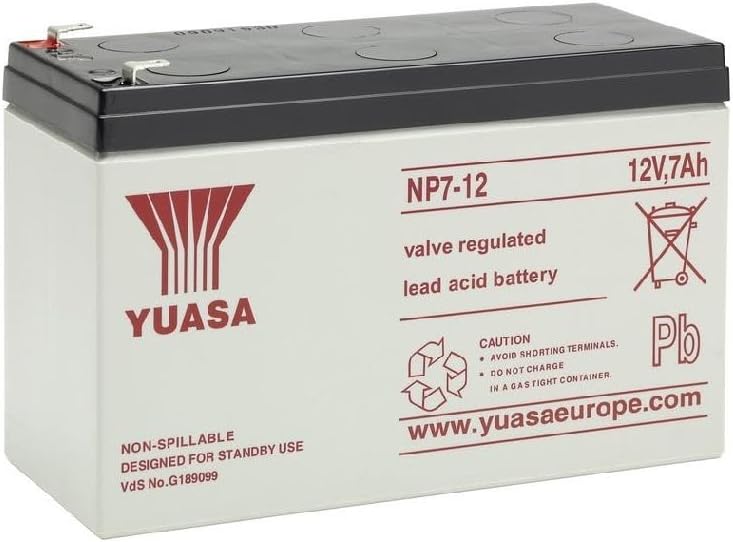 YUASA - NP7-12 AGM S65-12V 7.0Ah - Sealed Lead Acid Rechargeable Battery