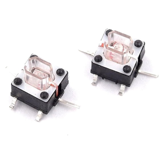 YUASDGCK 10PCS 6 * 6 * 7mm SMT Tactile switches Light led Micro Switch 6x6x7 6x6x7mm Light Touch 6x6mm SMD Red
