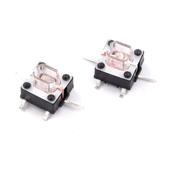 YUASDGCK 10PCS 6 * 6 * 7mm SMT Tactile switches Red/White Light led Micro Switch 6x6x7 6x6x7mm Light Touch 6x6mm SMD White