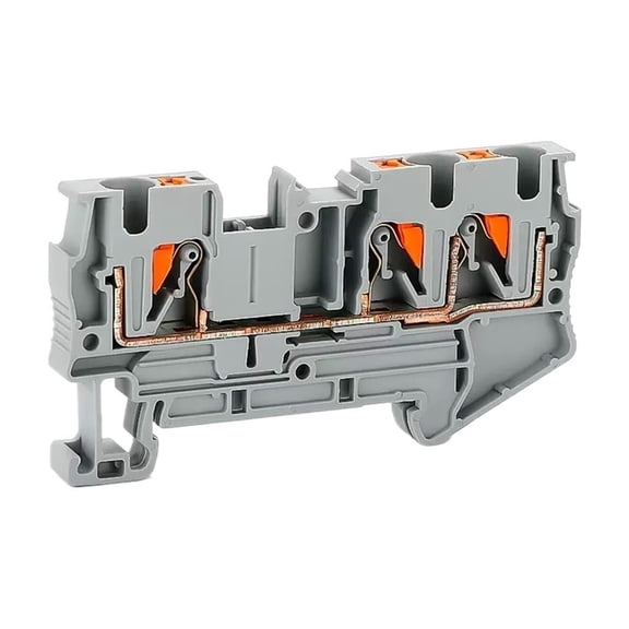 YUASDGCK 50Pcs PT4-TWIN Series 3 Conductor Push-in Terminals 4 mm Twin Wire Electrical Connector Din Rail Terminal Block