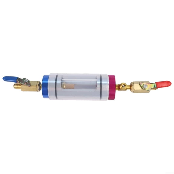 YUASDGCK Air Conditioning Filling Analysis Tool, Aluminum Alloy R134a AC Charging Hose Connector with Observation Window Pressure Gauge for Vehicle Air Conditioning System Maintenance