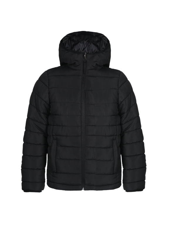 Boys Hooded Lightweight Warm Puffer Down Jacket, Sizes 5-20, Black, Size 14-16