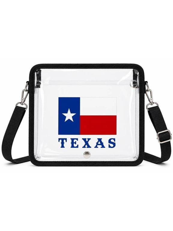 Clear Stadium Crossbody Bag Texas Flag PVC Handbag With Adjustable Strap