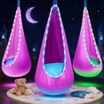 thumbnail image 1 of YUBIKWETE Light Up Kids Pod Swing Seat With LED Lights Pink Nylon Hanging Hammock Chair Indoor Outdoor, 1 of 6