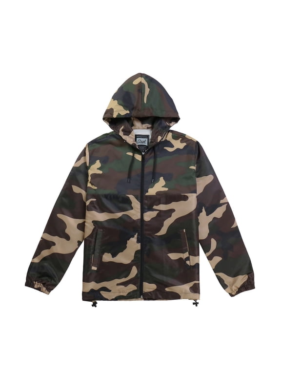 Men's Full Zip Camo Windbreaker Jacket, Sizes S-3XL