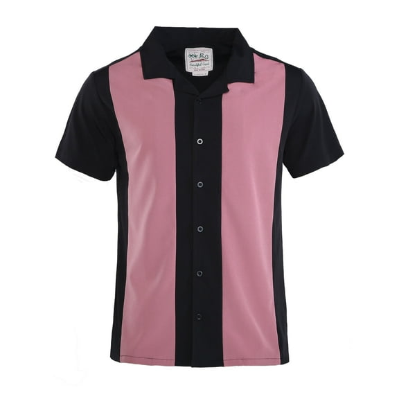 YUBIKWETE Men's Two Tone Retro Button Down Bowling Shirts