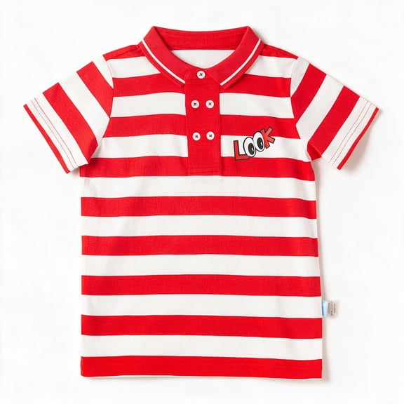 YUBIKWETE Toddler Boys Polo Shirt 100 Percent Cotton Striped Short Sleeve Summer Casual Tee