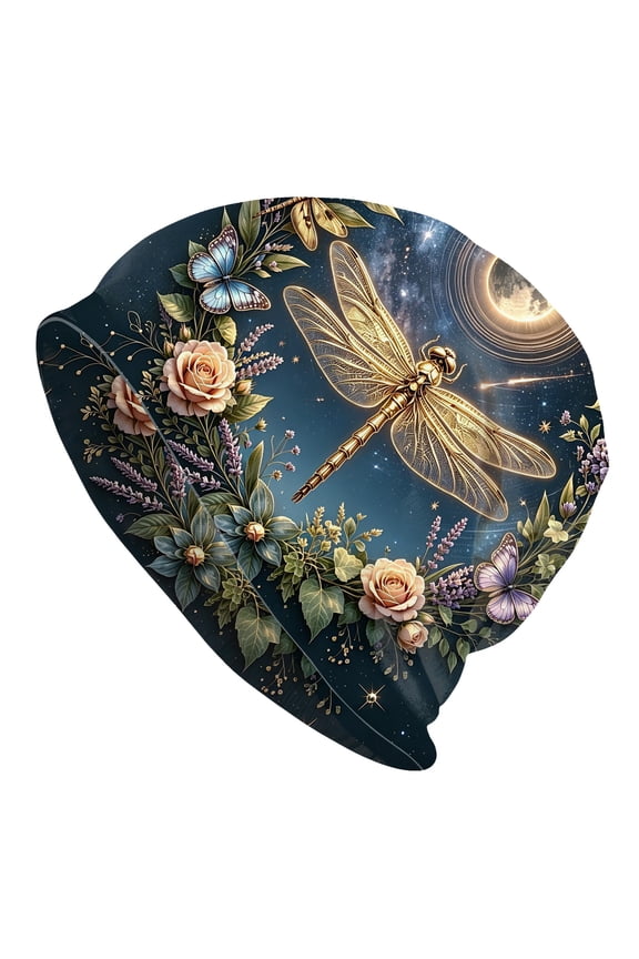 Women's Slouchy Beanie Dragonfly Print Skull Cap Soft Lightweight Chemo Hat Cancer Headwear
