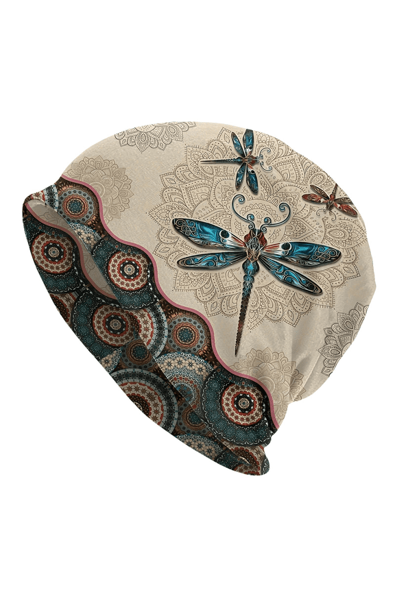 Women's Slouchy Beanie Dragonfly Print Skull Cap Soft Lightweight Chemo Hat Cancer Headwear