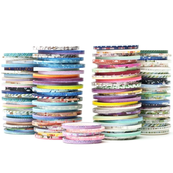YUBX Exrta Slim Washi Tape Set Random Patterns 80 Rolls+ Printed Decorative Tapes