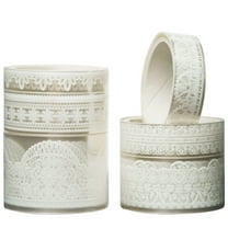 YUBX Lace Patterns PET Tape Set 6 Rolls Floral Arts Decorative Tapes - Pure White