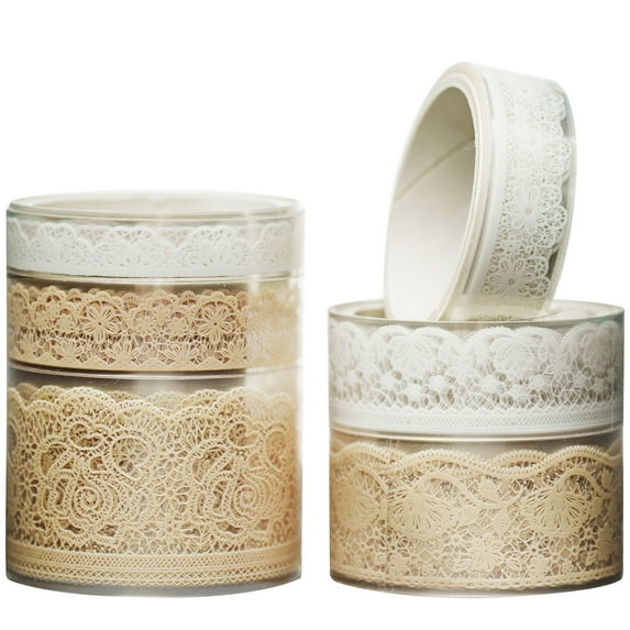 YUBX Lace Patterns PET Tape Set 6 Rolls Floral Arts Decorative Tapes - Tranquil Dew