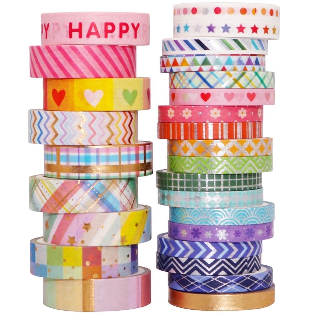 Set Nastro Washi Oro Nero YUBX – 10 Rotoli Da 15mm X 5m, Decorativo Per Scrapbooking, Diari, Planner, Fai Da Te
