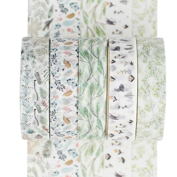 YUBX Vine Plants Washi Tape Set 5 Rolls Creative Basic Skinny Decorative Tapes