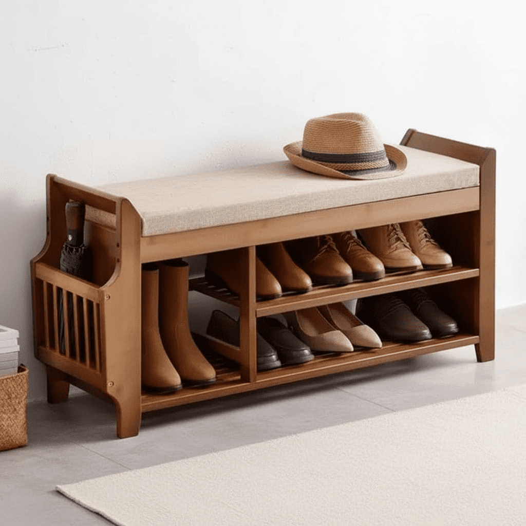 YUCHANG 39.4“ Shoe Bench with Storage for Entryway, 3 Tier Entryway ...