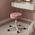 thumbnail image 1 of YUCHANG Adjustable Vanity Stool with wheels ,Small Vanity Chair for Makeup Room, 360° Swivel & Height Adjustable Stool for Vanity Desk Bedroom, Round Ottoman(Pink), 1 of 10