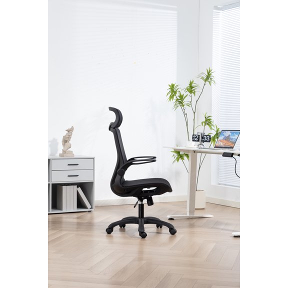 YUCHANG Ergonomic Office Chair, Adjustable Mesh Desk Chair with Lumbar Support, Executive Computer Chair for Home Office, Grey