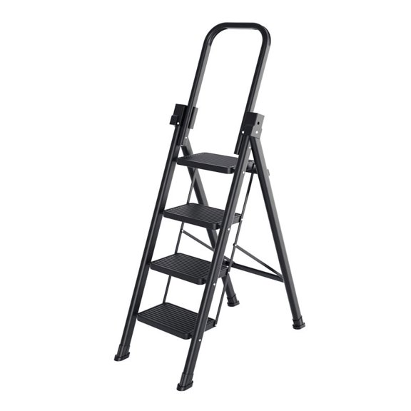 YUCHANG Folding Step Ladder for Home, 3-Step Anti-Slip Safety Ladder with Wide Steps, Steel Home Improvement Ladder for Kitchen and Office