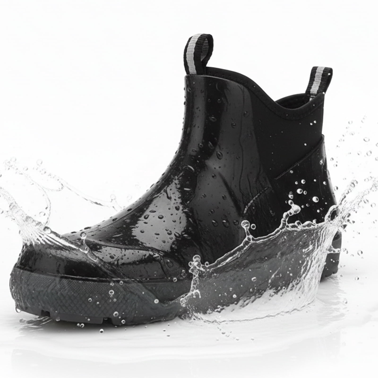 YUCHANG Men's Rain Boots,Deck Boots for Men,Outdoor Rubber Fishing Garden Waterproof Ankle Rain Boots with High Traction(Black,11)