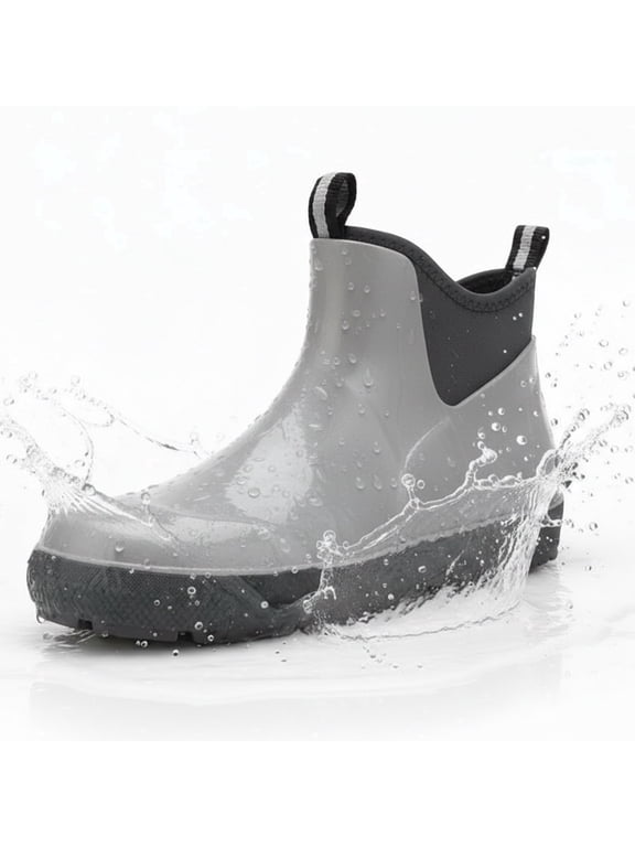 Men's Rain Boots,Deck Boots for Men,Outdoor Rubber Fishing Garden Waterproof Ankle Rain Boots with High Traction(Grey,10)