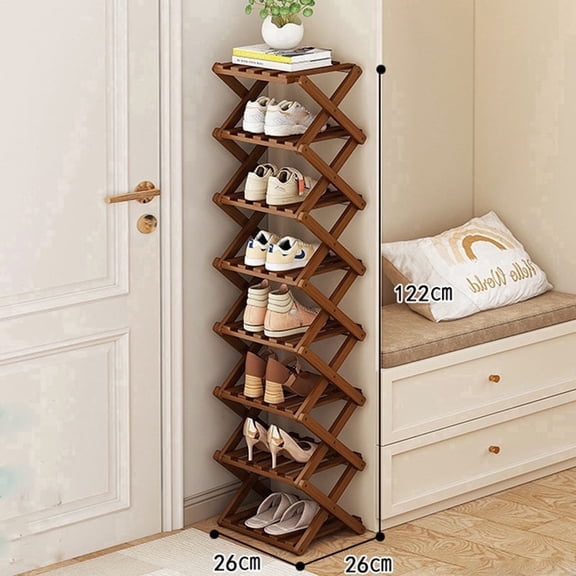 YUCHANG Tall Wooden Shoe Rack, 7-Tier Vertical Shoe Organizer Shelf for Entryway, Closet, Small Spaces, Shoe Storage Rack for Home