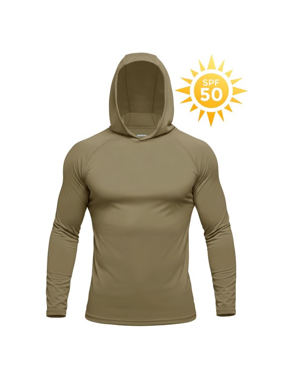 Men's UPF 50+ Long Sleeve Active Hoodie Shirts Sun Protection Lightweight Quick Dry Sport Tops Dull Cyan XL