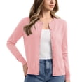 thumbnail image 1 of YUCOLEN Women's Cardigans Sweater Lightweight Button Down Crew Neck Long Sleeve Soft Knit Casual Cardigan Light Pink XL, 1 of 7