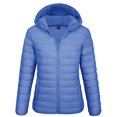 thumbnail image 1 of YUCOLEN Women's Lightweight Puffer Jacket with Hood Pockets Quilted Padded Full-zip Water-Resistant Windproof Transitional Winter Coat Light Blue M, 1 of 6