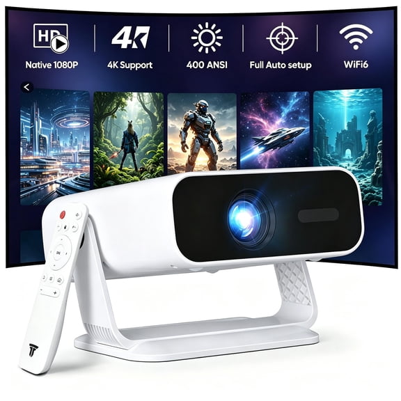 YUDACU Smart Projector with 4K Support, Electric Focus & Auto Keystone,Projector with WiFi and Bluetooth, 1080P Projector 4K 18000 Lumens, Built-in Apps Outdoor Projector Home Theater