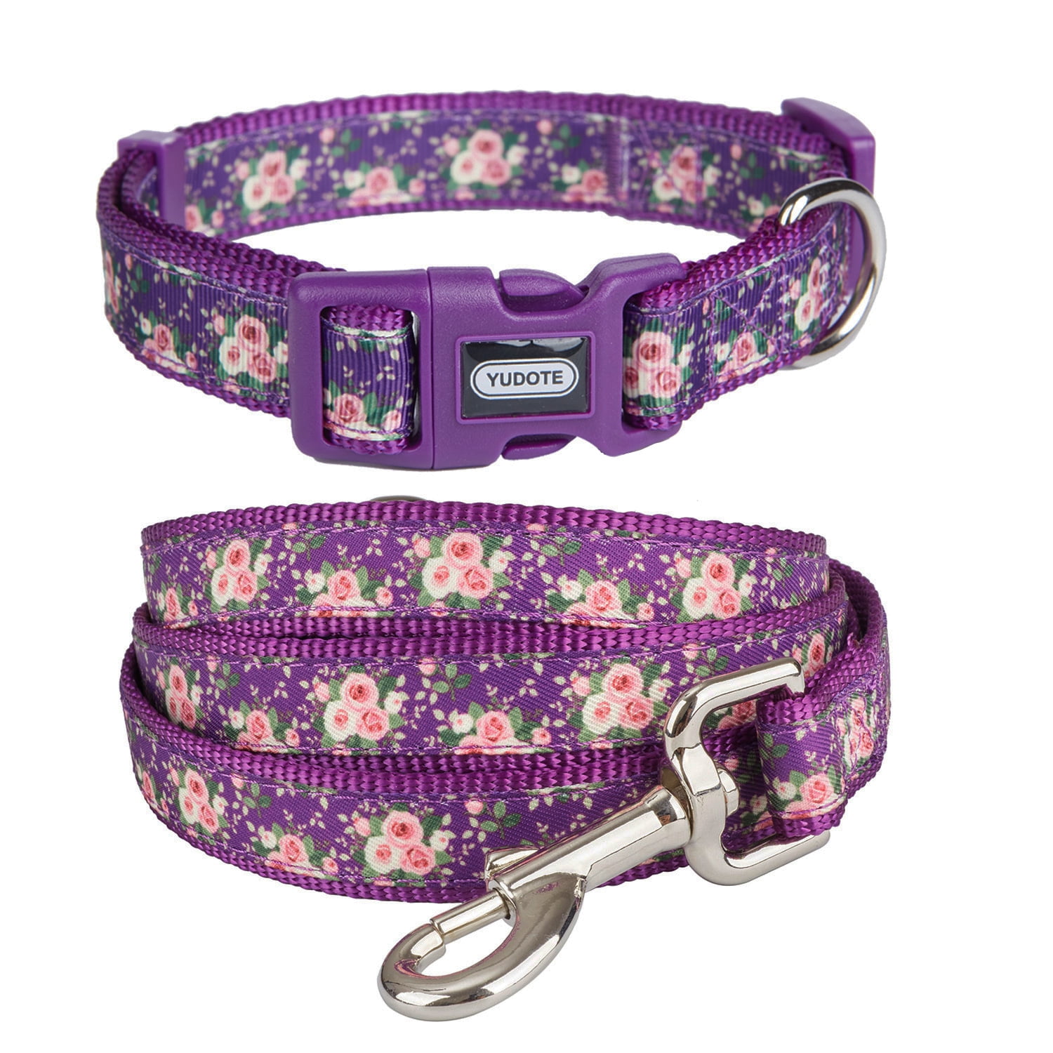Lucky Love Dog Combo Set, Floral Dog Collar and Leash Set for Small Dogs,  Cute Girl Matching Collar & Leash Set, Part of Purchase Donated to Rescue