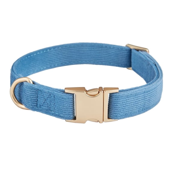 YUDOTE Ultra-soft Dog Collar Natural Cotton Corduroy Made for Large Dogs with Sensitive Skin,Blue-gray