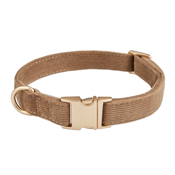 YUDOTE Ultra-soft Dog Collar Natural Cotton Corduroy Made for Medium Dogs with Sensitive Skin,Coffee Brown