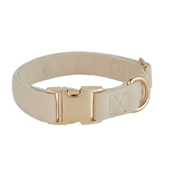 YUDOTE Ultra-soft Dog Collar Natural Cotton Corduroy Made for Small Dogs with Sensitive Skin,Creamy White