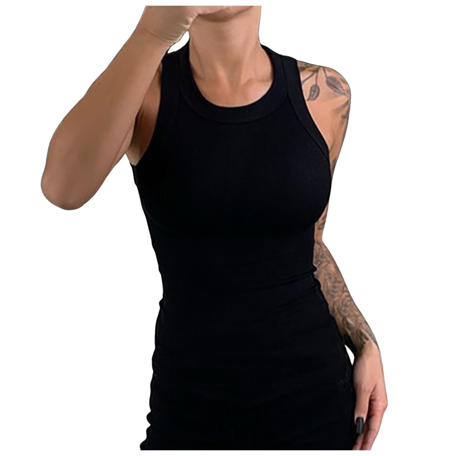 YanHoo Camisole Tops For Women Built In Bra Plus Size Adjustable Spaghetti Strap Cami Tanks Loose Fit Solid Basic Padded Comfy Yoga Prime Tank