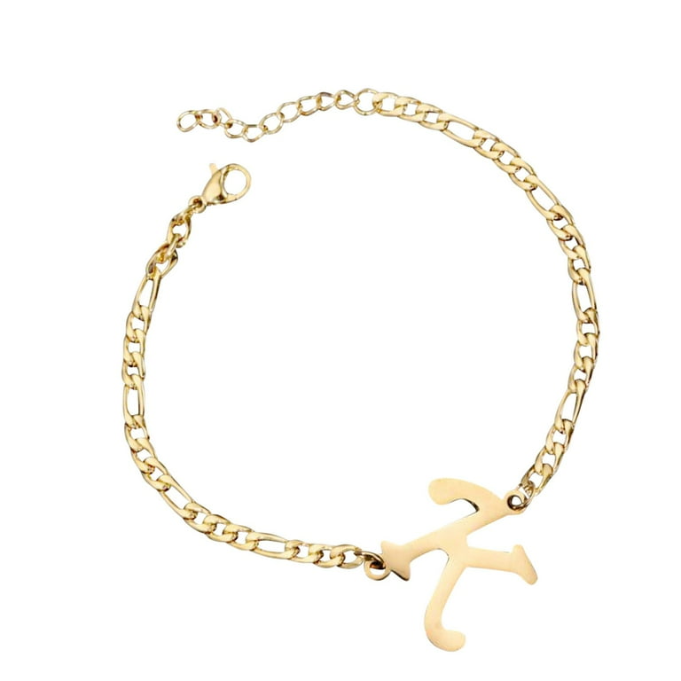 YUEHAO Accessories Bracelets Personalized Initial Bracelet Gold Plated Titanium Steel Letter Bracelet Titanium Steel Bracelet Delicate Disc Name
