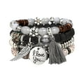 thumbnail image 1 of YUEHAO Accessories Bracelets 4 Sets Bohemian Stretch Beaded Bracelets For Women Multilayer Stackable Bracelets Strand Bangles Grey, 1 of 1