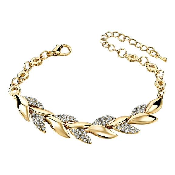 YUEHAO Bracelets Fashion Full Diamond Leaf Bracelet Bracelet Fashion Alloy Full Diamond Jewelry