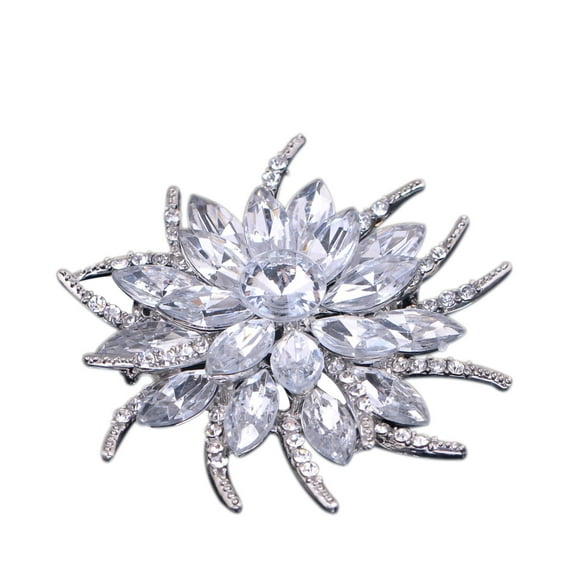YUEHAO Brooch Three Colors Plated Rhinestone Bouquet Flower Scarf Pin & Brooch White